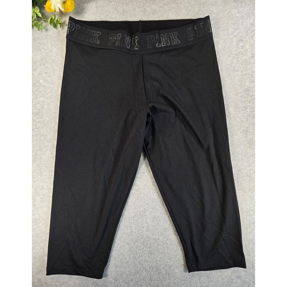 PINK Victoria's Secret Ultimate Leggings Womens Large Black Capri Yoga Active